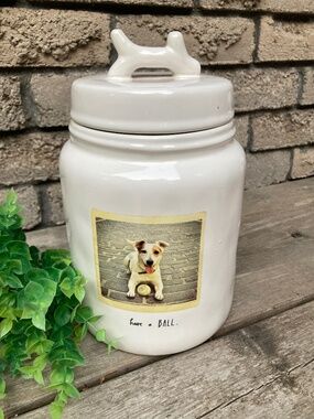 Rae Dunn HAVE A BALL dog treat canister